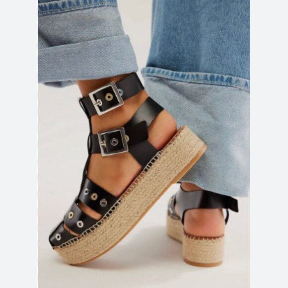 new FREE PEOPLE Gable  Leather Gladiator Espadrille Sandals  (251) - Picture 1 of 6